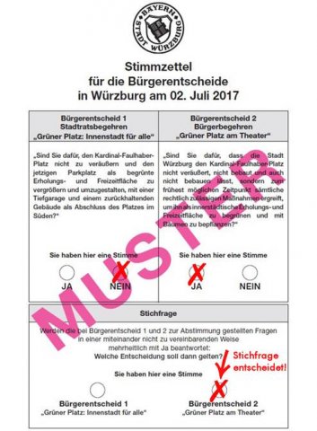 Stimmzettel für Bürgerentscheid 2