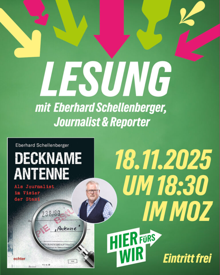 Lesung mit Eberhard Schellenberger: „Deckname Antenne“